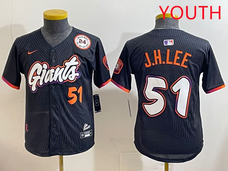 Youth San Francisco Giants 51 J.H.Lee Black Joint Name 2025 Nike MLB Jersey style 7
